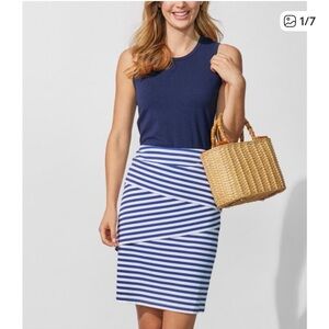 NWT J. McLaughlin Nicola Navy and White Striped Pencil Skirt